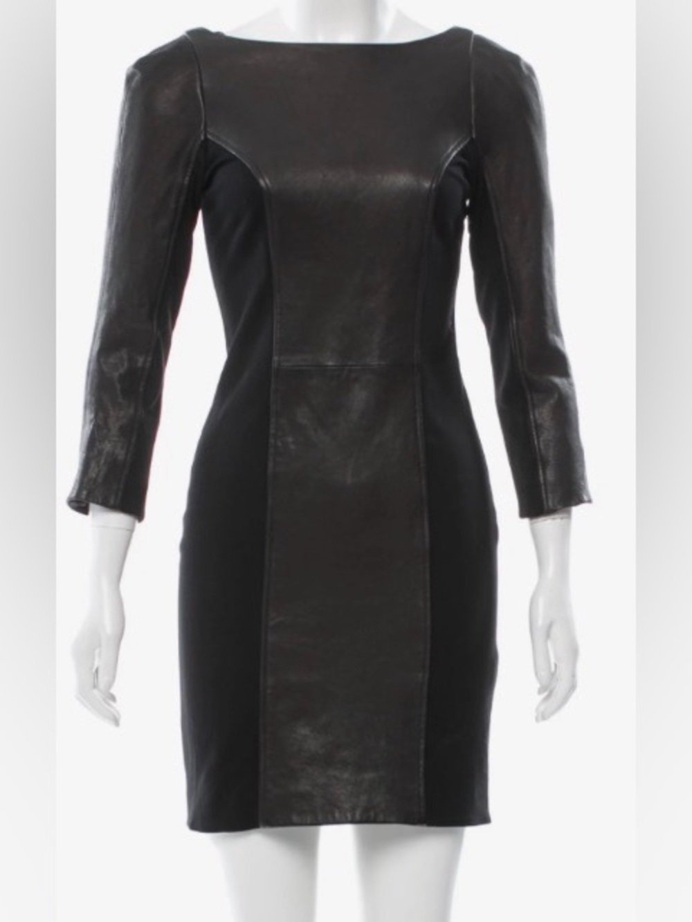 NWT Diane von Furstenberg Arita Leather Black Dress Size 6 DVF MSRP $595